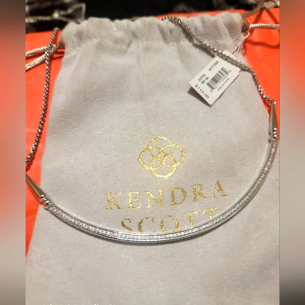 NWT Kendra Scott "Scottie" Necklace Silver/Rho